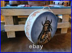 Native American! Indian Tarahumara Hand Painted Drum by Artist Salvador Vicencio