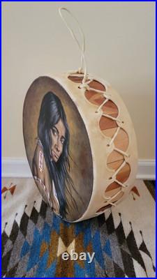 Native American! Indian Tarahumara Hand Painted Drum by Artist Salvador Vicencio