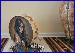 Native American! Indian Tarahumara Hand Painted Drum by Artist Salvador Vicencio