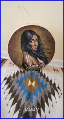 Native American! Indian Tarahumara Hand Painted Drum by Artist Salvador Vicencio