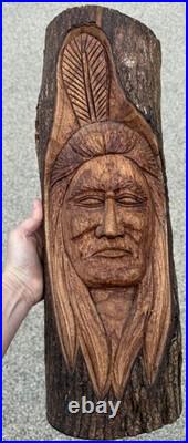 Native American Indian Tribe Wood Carving 19.75