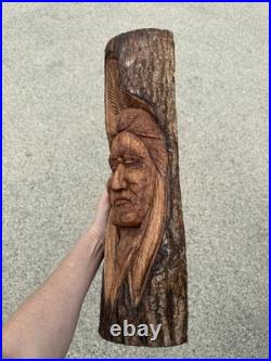 Native American Indian Tribe Wood Carving 19.75