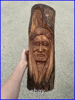 Native American Indian Tribe Wood Carving 19.75