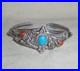 Native American Indian Turquoise Coral Sterling Silver 925 Bracelet