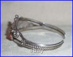 Native American Indian Turquoise Coral Sterling Silver 925 Bracelet