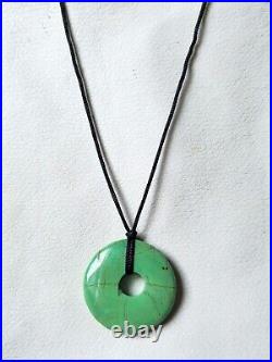 Native American Indian Turquoise Pendant Silk Cord Necklace