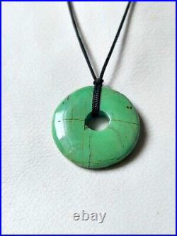 Native American Indian Turquoise Pendant Silk Cord Necklace