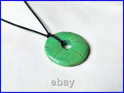 Native American Indian Turquoise Pendant Silk Cord Necklace