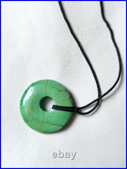 Native American Indian Turquoise Pendant Silk Cord Necklace