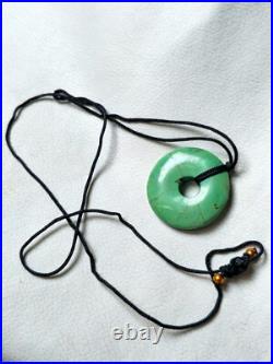 Native American Indian Turquoise Pendant Silk Cord Necklace