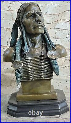 Native American Indian Warrior Chief Bronze Bust Sculpture Statue Figurine Sale