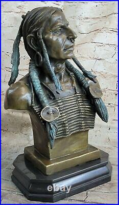 Native American Indian Warrior Chief Bronze Bust Sculpture Statue Figurine Sale