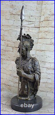 Native American Indian Warrior Handmade Bronze Sculpture Statue Western Artwork