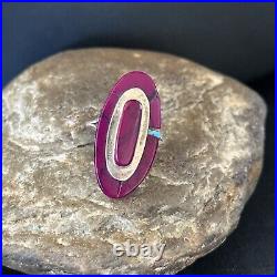 Native American Indian Womens Navajo Purple Stone Inlay Ring Sz 8 14453