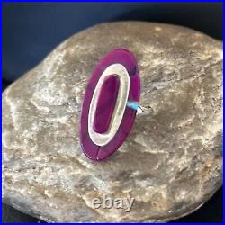 Native American Indian Womens Navajo Purple Stone Inlay Ring Sz 8 14453