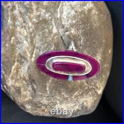 Native American Indian Womens Navajo Purple Stone Inlay Ring Sz 8 14453