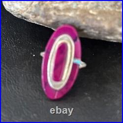 Native American Indian Womens Navajo Purple Stone Inlay Ring Sz 8 14453