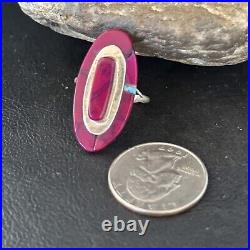 Native American Indian Womens Navajo Purple Stone Inlay Ring Sz 8 14453