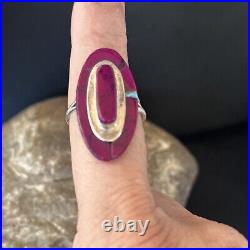 Native American Indian Womens Navajo Purple Stone Inlay Ring Sz 8 14453