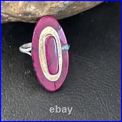 Native American Indian Womens Navajo Purple Stone Inlay Ring Sz 8 14453