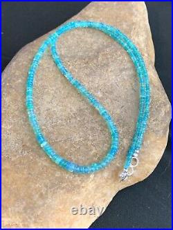 Native American Indian Womens Sterling Silver Blue Opal Bead Necklace 00187