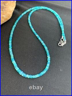 Native American Indian Womens Sterling Silver Blue Opal Bead Necklace 00187