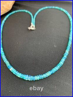 Native American Indian Womens Sterling Silver Blue Opal Bead Necklace 00187