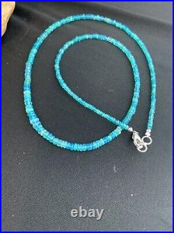 Native American Indian Womens Sterling Silver Blue Opal Bead Necklace 00187