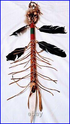 Native American Indian ceremonial medicine Pow Wow stick staff spear withCOA RARE