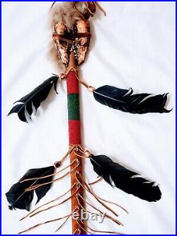 Native American Indian ceremonial medicine Pow Wow stick staff spear withCOA RARE