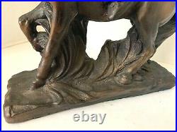 Native American Indian on Horse Hand Painted Bronze Plaster Statue Mexico