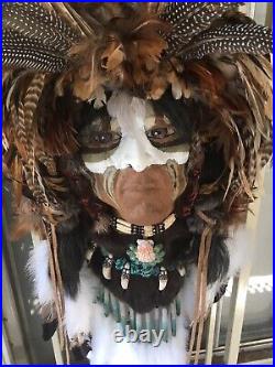 Native American Indian style Mask. Life Size. 100% Handmade and Signed by Artist