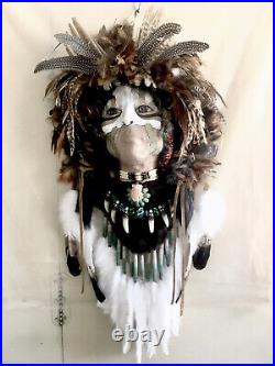 Native American Indian style Mask. Life Size. 100% Handmade and Signed by Artist