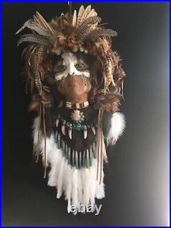 Native American Indian style Mask. Life Size. 100% Handmade and Signed by Artist