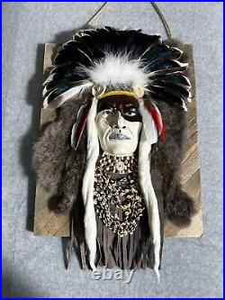 Native American Indian tribal chief ceramic mask hanging Wall decor handmade USA