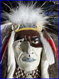 Native American Indian tribal chief ceramic mask hanging Wall decor handmade USA