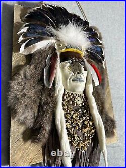 Native American Indian tribal chief ceramic mask hanging Wall decor handmade USA