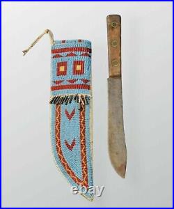 Native American Knife Cover Sioux Style Indian Beaded Leather Knife Sheath