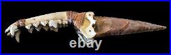 Native American Knife with Double Coyote Jawbone Handle & Stone Arrow Head Blade