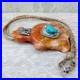 Native American-Lakota-Large Orange Alabaster TURTLE NECKLACE-Bear Romero
