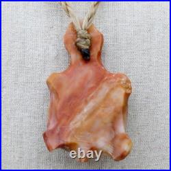 Native American-Lakota-Large Orange Alabaster TURTLE NECKLACE-Bear Romero
