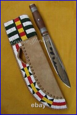 Native American Lakota Style Indian Bead Knife Cover Suede Leather Knife Sheath