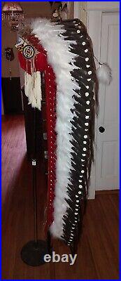 Native American Lakota Style Inspired Painted Case and Double Trailed War Bonnet