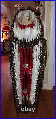 Native American Lakota Style Inspired Painted Case and Double Trailed War Bonnet