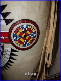 Native American Lakota Style Inspired Painted Case and Double Trailed War Bonnet