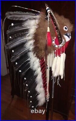 Native American Lakota Style Inspired Split horn buffalo headdress