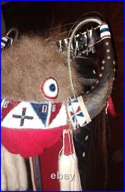 Native American Lakota Style Inspired Split horn buffalo headdress