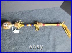Native American Leather Rattle, American Indian Ceremonial Rattle #co-02311