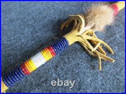 Native American Leather Rattle, American Indian Ceremonial Rattle #co-02311