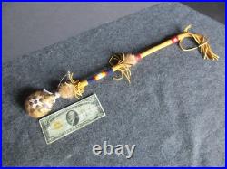 Native American Leather Rattle, American Indian Ceremonial Rattle #co-02311